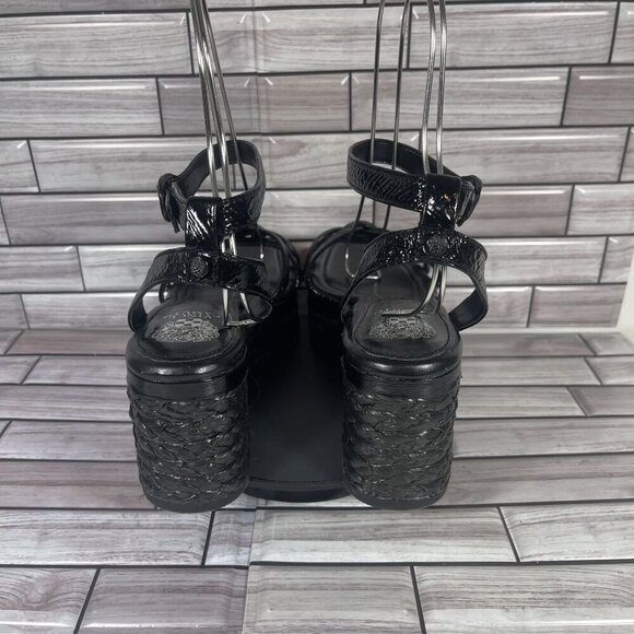 Vince Camuto Women's Black Loressa Platform Leather Wedge Sandal‎ Size 10-NEW - Picture 4 of 10